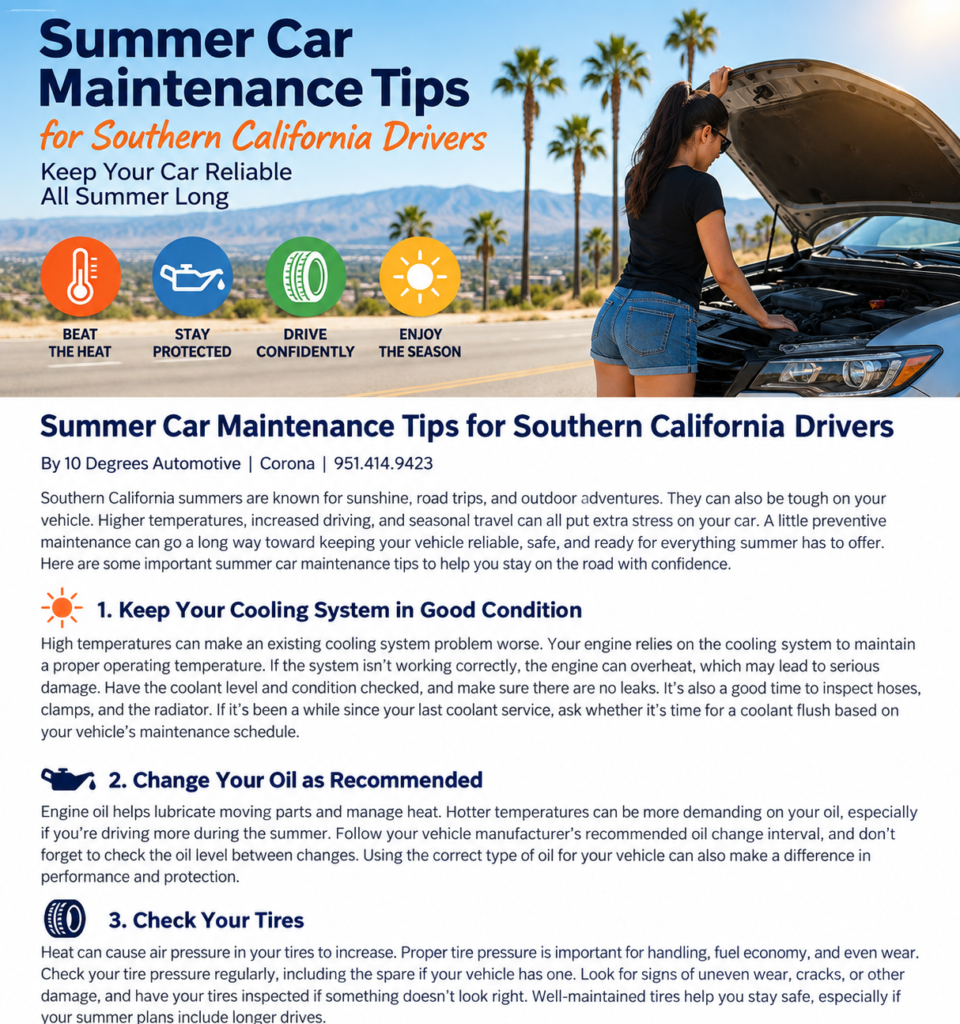 Summer Car Maintenance Tips for Southern California Drivers